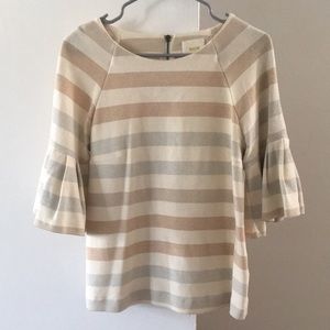Anthropologie Maeve striped bell sleeve top